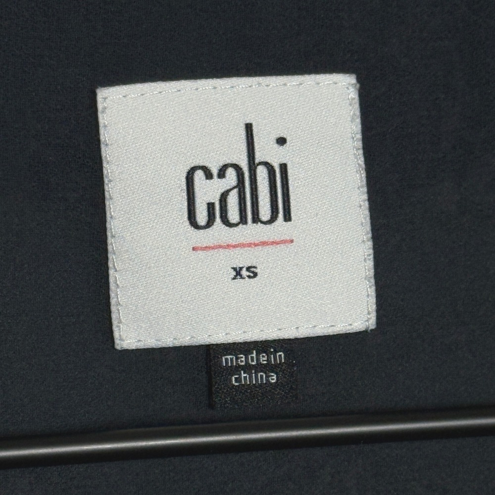 Cabi Womens Blouse XS Blue Floral Bird Fringe Hem Office Career Sheer‎ Lined - Picture 3 of 9